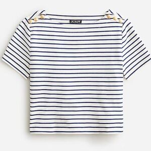 J Crew Mariner cloth striped tee with buttons NWT